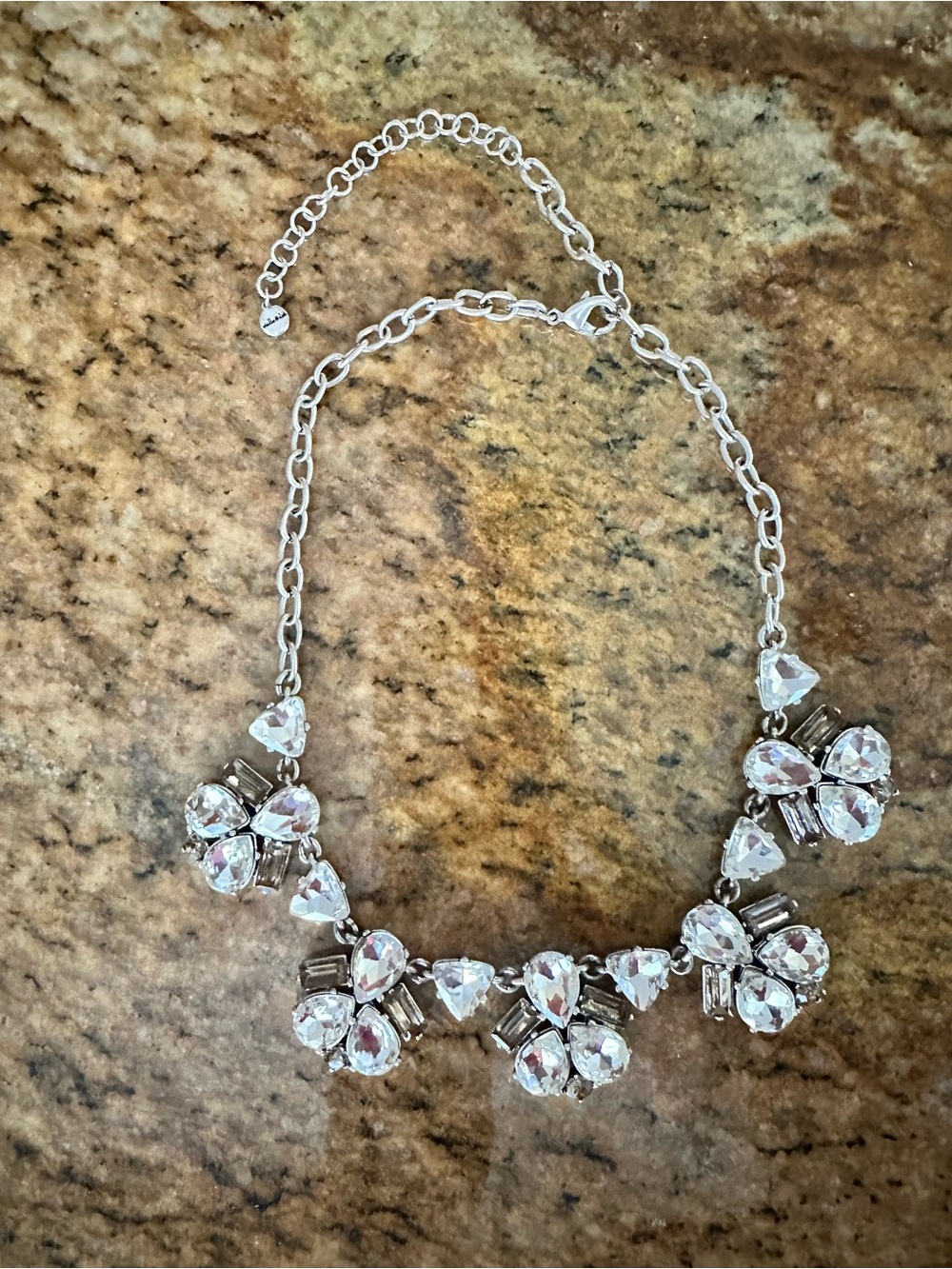 Stella & Dot Silver Crystal Floral Cluster Necklace